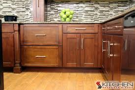 Sleek Transitional Style Kitchen Warm Wood Finish Love The Cabinet Hardware Http Ww Kitchen Cabinet Styles Shaker Style Kitchen Cabinets Kitchen Cabinets