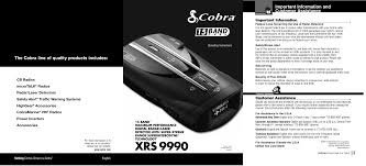 Cobra ssr80 radar detector 9 band. Cobra Electronics Xrs 9990 Xrs 9990 Owner S Manual Manualzz