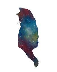 Cat Watercolor Print Galaxy Deep Space Stars Cat Silhouette Open Edition Watercolor Cat Cat Art Cat Tattoo