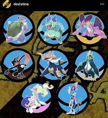 All Generations Shiny Starter Pokemon Final Evolutions Pokemon Art Water Type