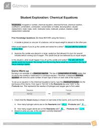 Classifying reactions get the gizmo ready: Student Exploration Balancing Chemical Equations Activity A Answers Http Aaa Dtv Jp Chemical Equations Gizmo Assessment Answers Pdf Students Will Write Balanced Chemical Equations To Describe Chemical Reactions