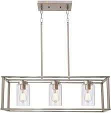 All you need are a couple of simple products, but stay away from abrasive chemicals. Vinluz 3 Light Linear Chandeliers Brushed Nickel With Clear Glass Shade Modern Kitchen Island Pendant Dining Room Light Fixture Hanging Farmhouse Ceiling Light For Living Room Bar Amazon Com