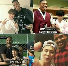 Bts And Tony Legitimately The Cutest Thing Ever Like When Jimin Gave Tony Yogurt And Tony Was Like Im Lactose Bts American Hustle Life Bts Funny Bts Jimin