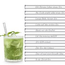 Gin Cocktail Glass Straws Party Set With 20 Gin Sayings Quotes Halm Straws