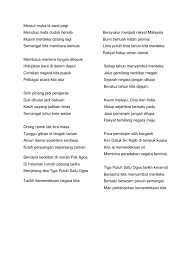 Lirik lagu sayangi malaysiaku kini masanyasudah tibauntuk bina semulanegara tercintamalaysia bersihharapan kitamalaysia bersihharapan kita. Kanak Kanak Merdeka Sajak Kemerdekaan Pendek