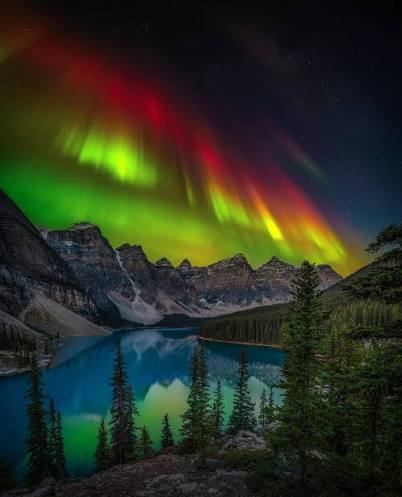 Northern Lights Banff National Park Moraine Lake Reflections Fuji GFX100  Aurora Borealis Solar Storm Alberta Canada Medium Format Fine Art  Photography Canadian Rocky Mountains Geomagnetic Storm #banff