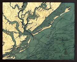 The city's original name was charles towne in 1670, and it moved to its present location (oyster point) from a location on the west bank of the ashley river (albemarle point. Wooden Relief Map Of Charleston Sc Coast Carved Lake Art