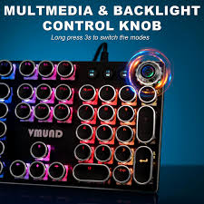 Amazon.com: Typewriter Mechanical Gaming Keyboard and Mouse Combo, Rainbow  RGB Backlit Wired Keyboards with Blue Switches Round Keycaps Media Control  Knob for PC Computer : Video Games
