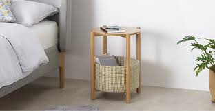 pipel bedside table natural oak rattan dizajn kvartiry prikrovatnyj stolik stoliki