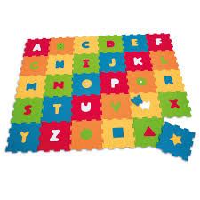 Each tile is 30 cm x 30 cm, and the total size of the mat once assembled is 210 x 120 cm. Early Learning Centre Alphabet Foam Mats Early Learning Centre