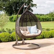 Willow Hanging Garden Chair Brown Weave And Beige Fabric Available Online At Barker Stonehouse Hanging Chair Outdoor Hanging Garden Chair Hanging Egg Chair