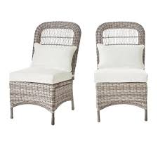 Hampton Bay Beacon Park Gray Wicker Outdoor Armless Dining Chair With Cushions Included Choose Lounge Chair Outdoor Patio Furniture Collection Durable Chairs