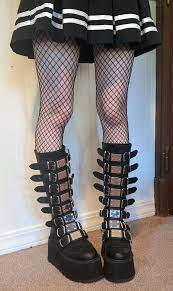 Demonia Damned-318 Womans 8 Buckle Strap Black Platform Plated Knee Boots  Goth | eBay