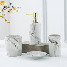 Bathroom Five Piece Suit Washroom Accessory Marble Bathroom Accessories Set Toilet Toiletries Soap Dispenser Toothbrush Holder Bath Hardware Sets Aliexpress