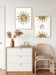 Sun And Moon Wall Decor Boho Bedroom Decor Boho Wall Art Etsy In 2021 Wall Art Sets Living Room Boho Bedroom Decor Wall Decor