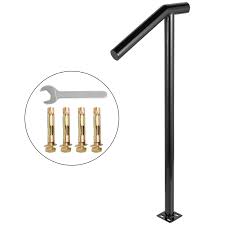 I guess you might call that a ramp rail. Vevor Step Handrail For 2 Step Single Post Handrail Round Type Metal Handrail For Stairs Aluminum Material Stair Hand Rail With Installation Kit 18l X 38h Inch Steps Stair Railing Walmart Com