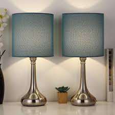 Set of 2 table lamps. Bedside Table Lamps Modern Desk Lamp Small Nightstand Lamps Set Of 2 With Metal Base And Blue Fabric Shade For Bedroom Office Living Room Family Room College Dorm Buy Online In Aruba