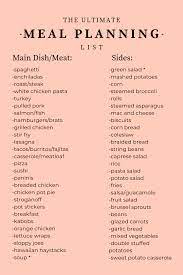 The Ultimate Meal Planning List Meal Planning Menus Family Meal Planning Easy Meal Plans