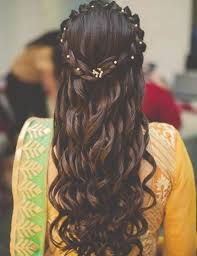 Here we have long hair that the hair has been finished off with a stunning sparkly crown. Quinceanera Hairstyles