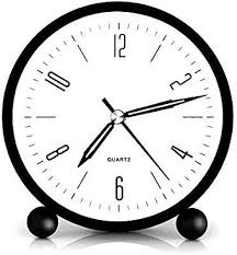 Amazon Com Heqiao Silent 4 Inch Metal Table Alarm Clock With Night Light Bright Black Home Kitchen Table Alarm Clock Light Alarm Clock Modern Alarm Clock