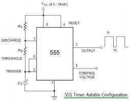 In astable mode, the output from the 555 timer is a continuous pulse waveform of a specific frequency that depends on the values of the two resistors (r a and r b) and capacitor (c) used in the circuit (fig 1) according to the equation below.astable mode is closely related to monostable mode (discussed in step 2), you can see that the schematic is nearly the same. 555 Timer Basics 555 Timer Application Notes