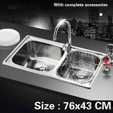 Kitchen Sink 0 8mm Food Grade 304 Stainless Steel Standard Double Groove Fashion Hot Sell 76x43 Cm Sink Kitchen Fixture Kitchen Fixtures