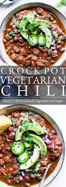Crock Pot Vegetarian Chili In 2021 Vegetarian Crockpot Vegetarian Chili Crock Pot Slow Cooker Chili Recipe