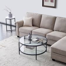 Chic round wood storage coffee table natural rotating accent table by homary. Nestfair Glass Coffee Table With Large Storage Space Black