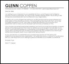 Junior Programmer Cover Letter Sample Cover Letter Templates Examples