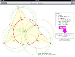 Ipad Apps Geometry Designer Illustration Circle Of Van Lamoen Triangle Medians Centroid Six Circum Education Math Education Technology Teachers Education