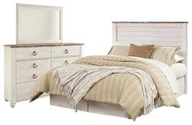Ashley willowton queen bedroom set. Ashley Signature Design Willowton Queen Panel Headboard Only Dresser And Mirror Johnny Janosik Bedroom Groups