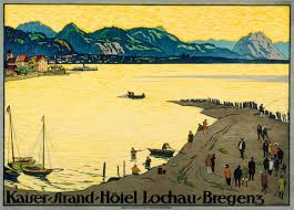 Austria Bregenz Kaiserstrand Hotel Lochau By Ernst Emil Schlatter Vintage Travel Posters Travel Posters Vintage Travel