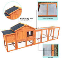 Large Wooden Chicken Coop For 4-6 Chickens - Outdoor Hen House With Run,  Nesting Box & Ramp