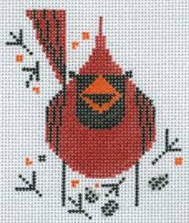 You supply your own fabric and floss. Charley Harper Needlepoint Cardinal Ornament Needle Nook