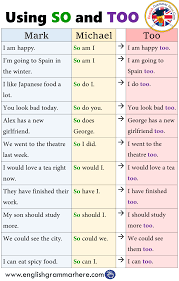 Using So And Too In English Learn English Grammar English Language Teaching Teaching English Grammar