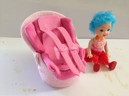 Doll Car Seat Diy With A Shampoo Bottle 2 Socks And Craft Foam Barbie Dolls Diy Diy Doll Barbie Diy