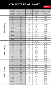 ccm skates size chart hockey size skatepro