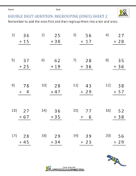This pdf contains a nice mix of problems, with some requiring students to borrow only once for some and twice for others. Double Digit Addition With Regrouping