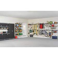 Rubbermaid Fasttrack Garage Laminate Cabinet Set In Black Silver 7 Piece Ftcs10007 The Home Depot In 2021 Garage Storage Garage Organization Shelves Garage Decor