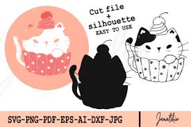 Download Cute Cat In Pink Muffin Cup Graphic By Janatshie Creative Fabrica SVG Cut Files