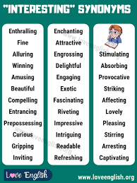 Interesting Synonym 35 Synonyms For Interesting In English With Examples Love English In 2020 Learn English Words New Words English Words