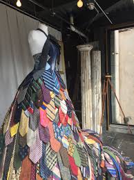 Necktie Dress Retail Window Display Art Installation Recycled Dress Upcycle Clothes Recycled Fashion