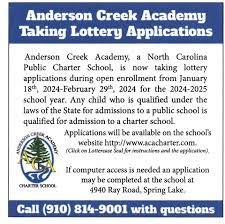 Anderson Creek Academy | We are excited to inform you that Lottery  Applications for the 2024-2025 school year are now being accepted. Please  remember that if you... | Instagram