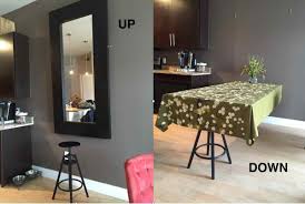 A Hideaway Dining Table Using Ikea Mirror Ikea Hackers Dining Furniture Makeover Ikea Mirror Dining Furniture