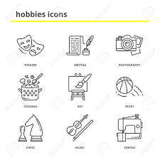 Whether you consider it an investment, a hobby or just a cool way to decorate the walls in your home, acquiring new art can be a fun and exhilarating experience. Hobbies Vector Icons Set Theater Writing Photography Cooking Art Sport Chess Music Sewing Line Style Education Concept Royalty Free Cliparts Vectors And Stock Illustration Image 58606053