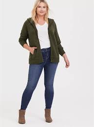 Olive Green Rib Star Elbow Patch Zip Hoodie Green Cardigan Outfit Olive Cardigan Outfits Green Cardigan Outfit