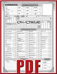 Call Of Cthulhu Character Sheets