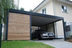 Design Metall Carport Aus Holz Stahl Mit Gerateraum Individuell Stuttgart Deutschland Exterior Design House Entrance Architecture