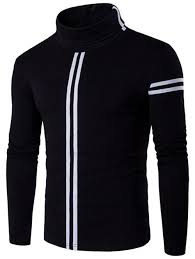 Black And White Full Sleeve T Shirt Roll Neck Varsity Stripe Long Sleeve T Shirt Men Shirt Style Mens Designer Shirts Mens Outfits