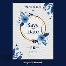 Download Blue Floral Wedding Invitation Template In Flat Design For Free Wedding Banner Design Wedding Invitation Templates Floral Wedding Invitations